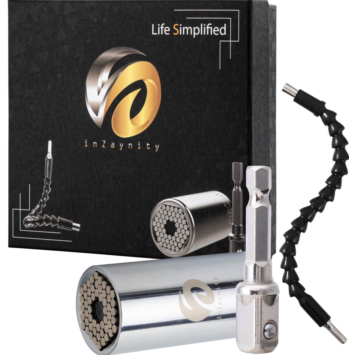 3PC Set Universal Socket (7-19mm) + Flexible Drill Bit Extension Flexible