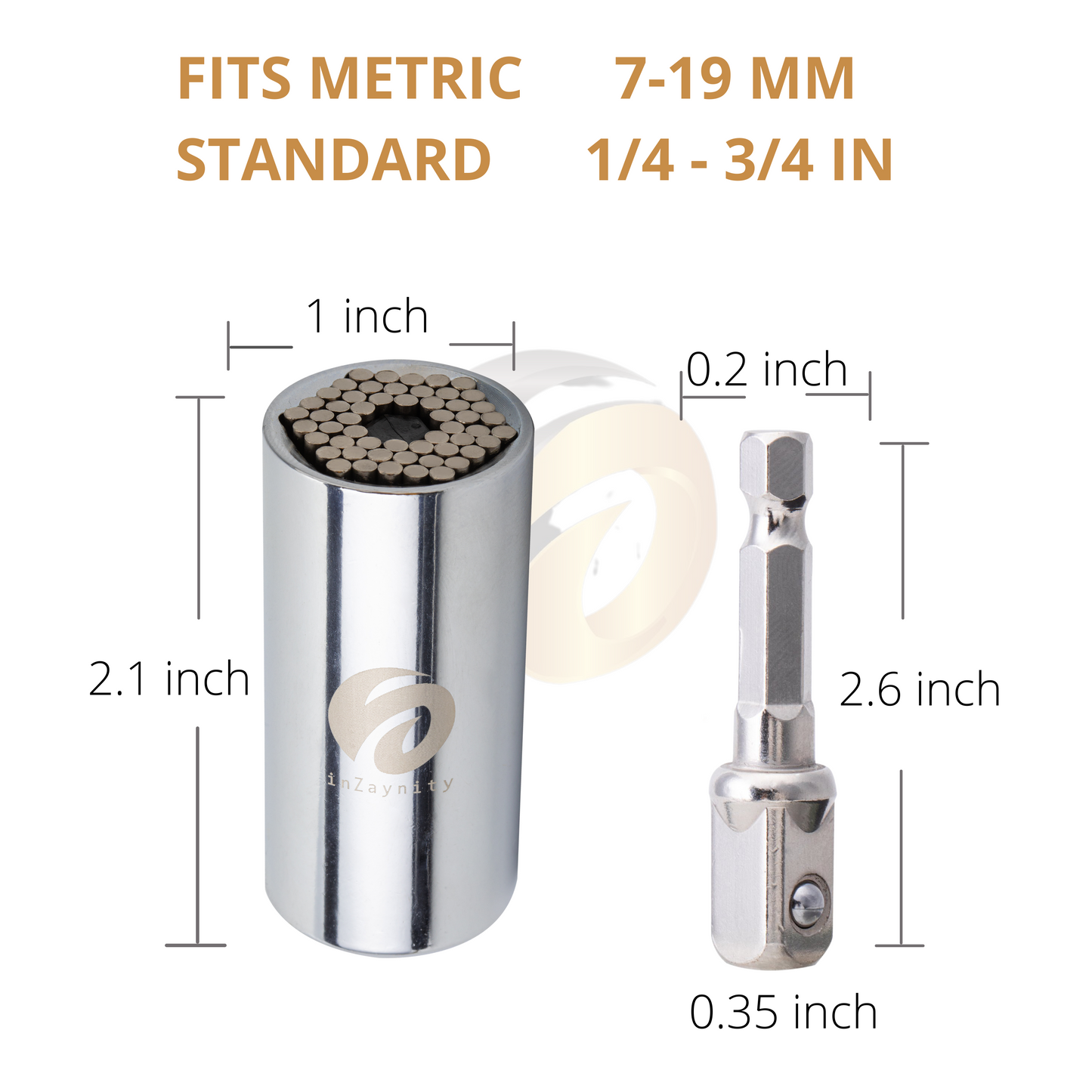 3PC Set Universal Socket (7-19mm) + Flexible Drill Bit Extension Flexible